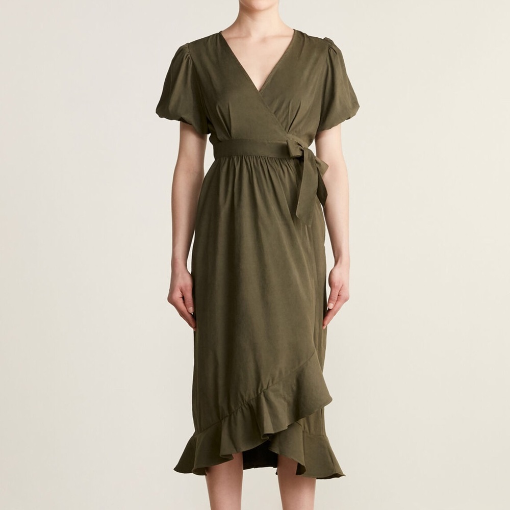 On 12th Military Green Wrap Dress